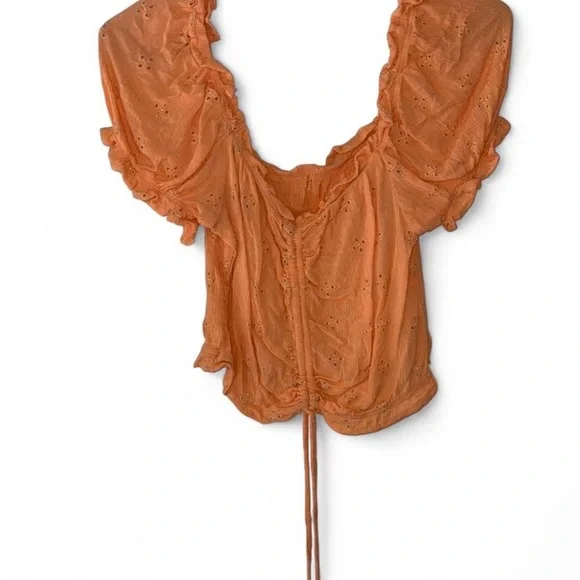 Orange Ruffled Women's Top size medium - Picture 2 of 5